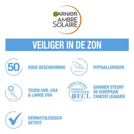 Garnier Ambre Solaire Over Make-up Super UV Mist SPF50 met Glycerine, Vitamine E en Hyaluronzuur 75ml