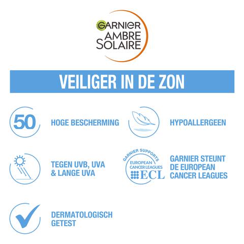 Garnier Ambre Solaire Over Make-up Super UV Mist SPF50 met Glycerine, Vitamine E en Hyaluronzuur 75ml