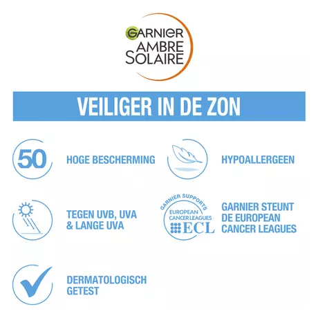 Garnier Ambre Solaire Over Make-up Super UV Mist SPF50 met Glycerine, Vitamine E en Hyaluronzuur 75ml