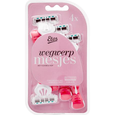 Etos Wegwerpmesjes 4-Blads Roze 4 stuks