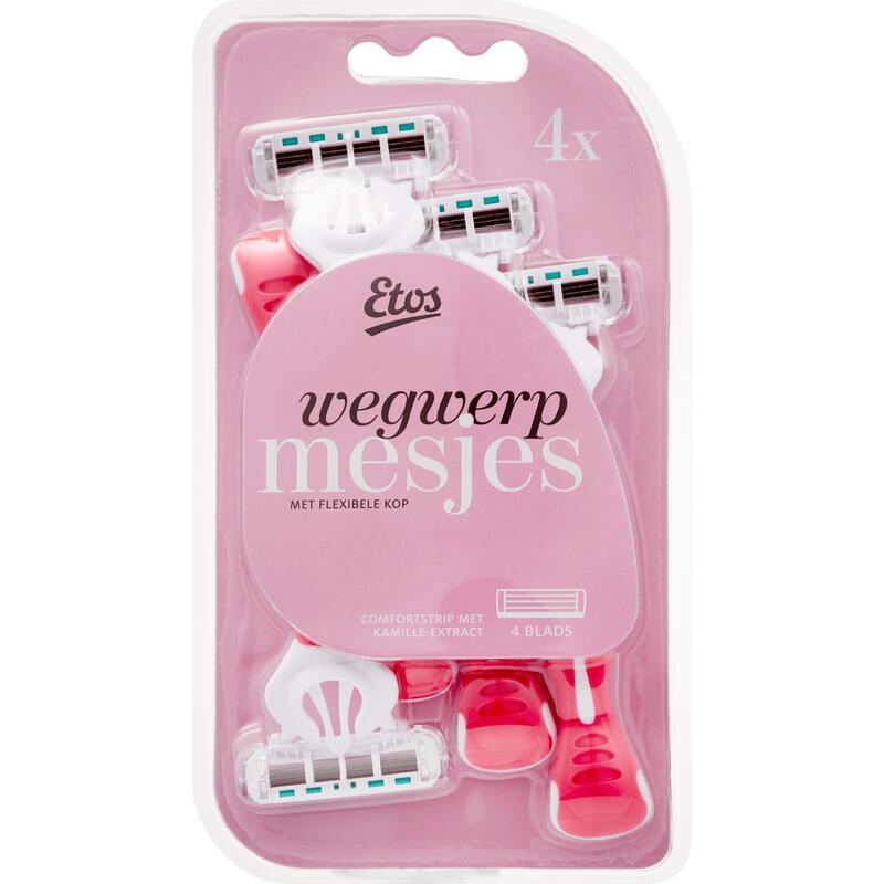 Etos 4-Blads Wegwerpmesjes Roze 4 stuks
