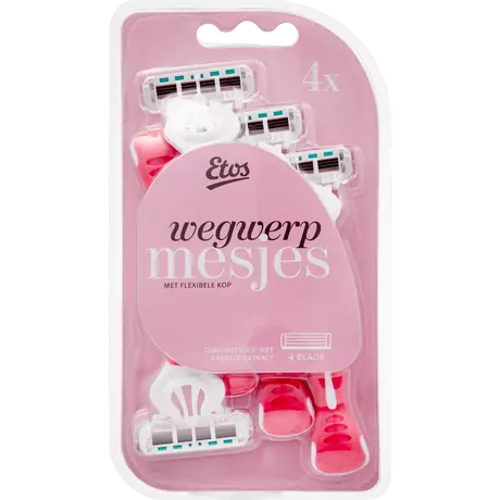 Etos 4-Blads Wegwerpmesjes Roze 4 stuks