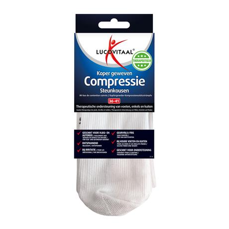 Lucovitaal Koper Geweven Compressie Steunkousen Wit 36-41 1 Paar