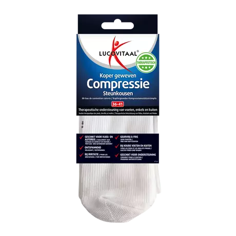Lucovitaal Koper Geweven Compressie Steunkousen Wit 36-41 1 Paar