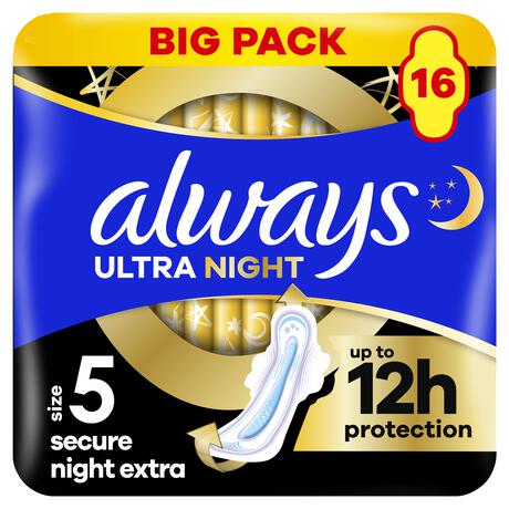 Always Maandverband Ultra Secure Night Extra Wings Big Pack 16 stuks