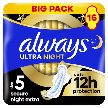 Always Maandverband Ultra Secure Night Extra Wings Big Pack 16 stuks