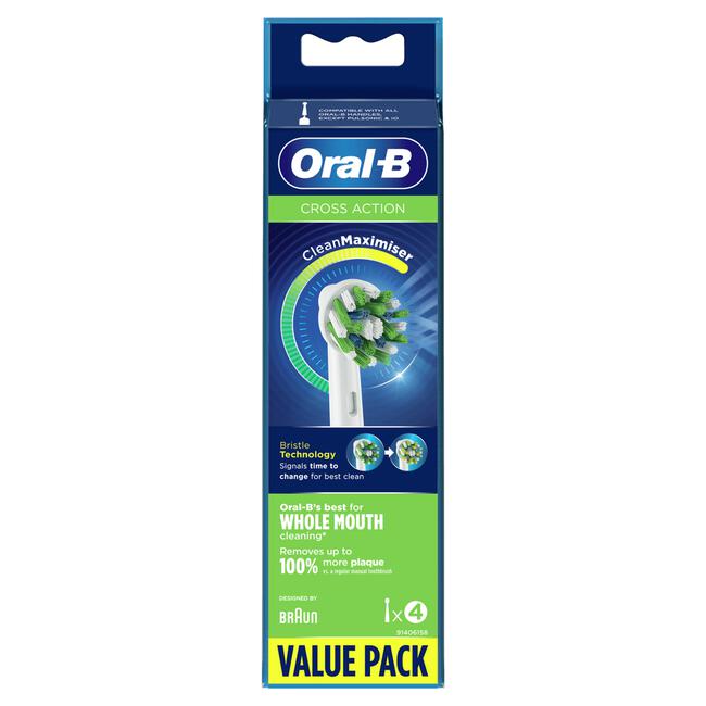 Zullen bezig Laat je zien Oral-B Cross Action Opzetborstels Wit 4 Stuks 4 EA | Etos