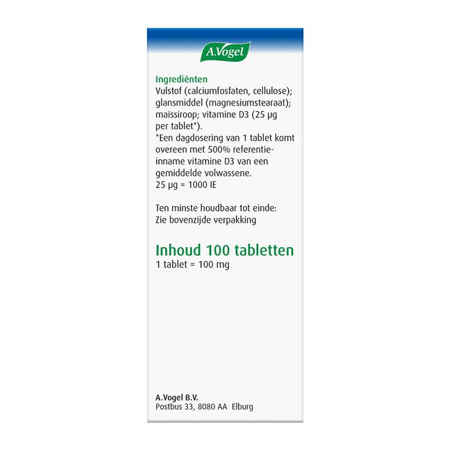 A.Vogel Vitamine D3 25 Mcg voor het Behoud van Sterke Botten Tabletten 100 stuks