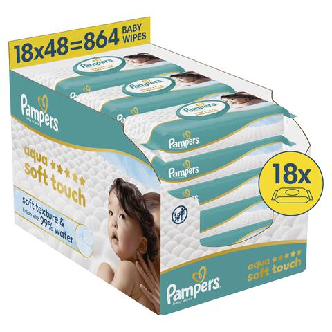 Pampers Aqua Soft Touch Billendoekjes 18x48 stuks