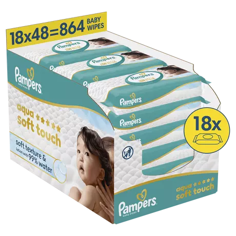 Pampers Aqua Soft Touch Billendoekjes 18x48 stuks