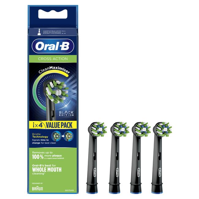 optillen Beyond Ambacht Oral-B Cross Action Opzetborstels Zwart 4 Stuks 4 EA | Etos