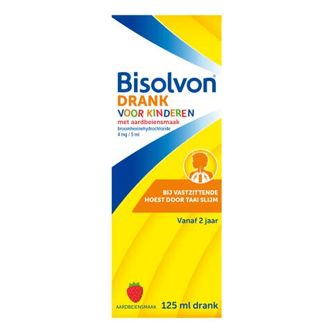 Bisolvon Hoestdrank Voor Kinderen Met Aardbeiensmaak 4 mg/5 ml 125 ML