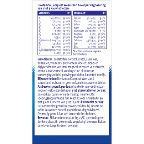 Davitamon Compleet Weerstand Vitamine C&D Bosvruchten 60 kauwtabl