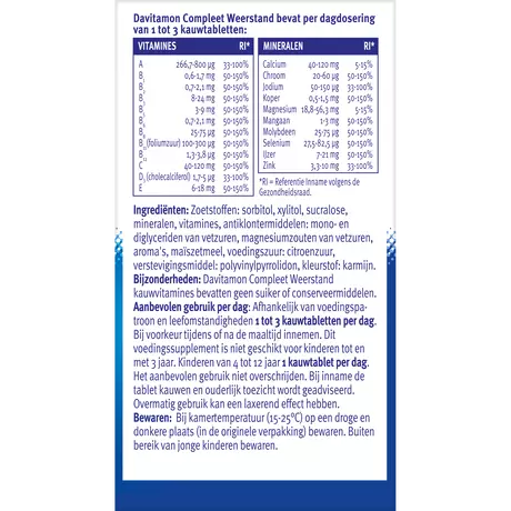 Compleet Weerstand Vitamine C & D3 Bosvruchten Kauwtabletten 60 stuks