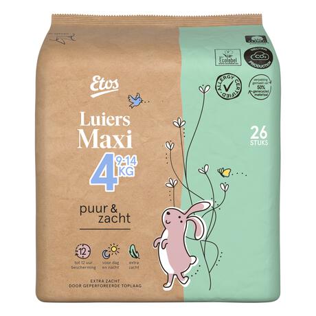 Etos Puur & Zacht Luiers Maxi Maat 4 7-18 kg 26 stuks