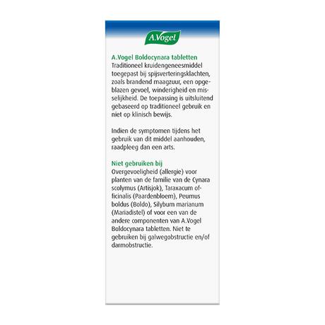 A.Vogel Boldocynara Bij Misselijkheid En Opgeblazen Gevoel Tabletten 80 ST
