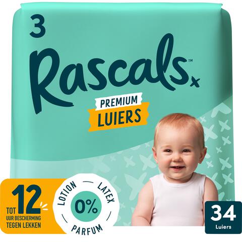 Rascals Premium Luiers Maat 3 6-11 KG 34 stuks