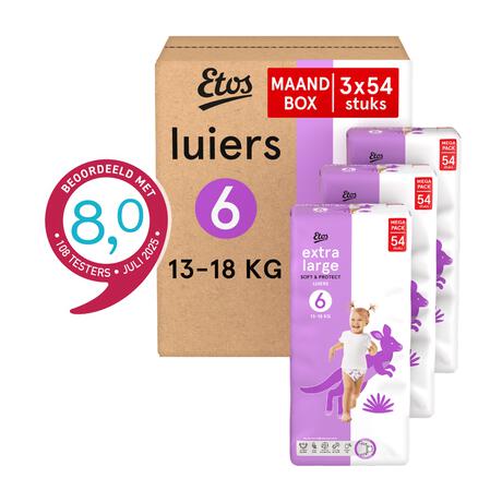Etos Luiers Extra Large Maat 6 12-18 kg Maandbox 162 stuks