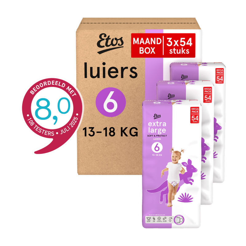 Etos Luiers Extra Large Maat 6 13-18 kg Maandbox 162 stuks