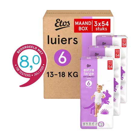 Etos Luiers Extra Large Maat 6 13-18 kg Maandbox 162 stuks