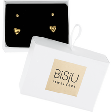 BiSjU Jewellery Moederdag Oorbel Hartje & Knopje Goldplated Stainless Steel