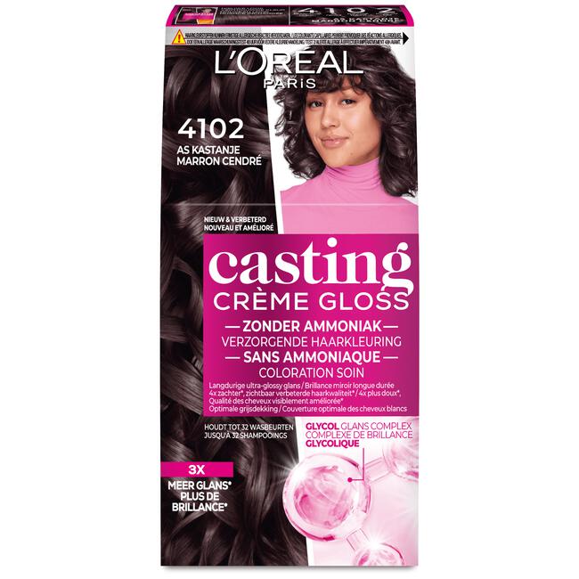 L'Oréal Paris Casting Crème Gloss Haarverf 4102 Cool Chestnut Parelmoer Kastanjebruin