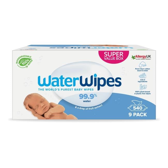 WaterWipes Billendoekjes Voordeeldoos 9 x 60 stuks
