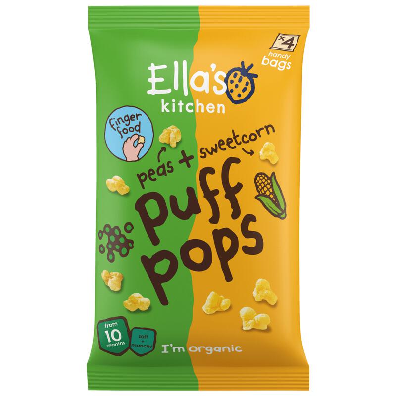 Ella's Kitchen Bio Maïs Puff Pops Erwt 10+ Maanden 36 gram