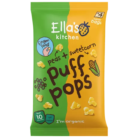 Ella's Kitchen Bio Maïs Puff Pops Erwt 10+ Maanden 36 gram