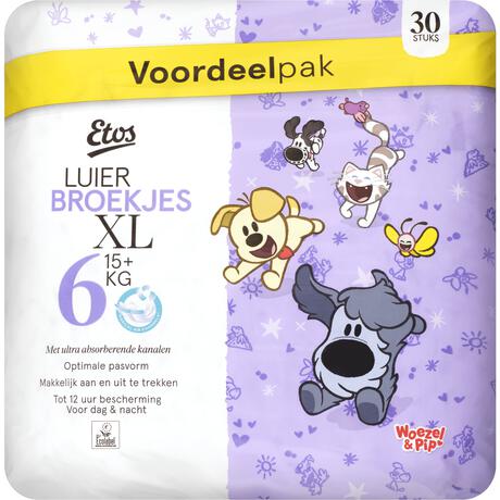 Etos Woezel & Pip Luierbroekjes Extra Large Maat 6 16+ kg Voordeelpak 30 stuks