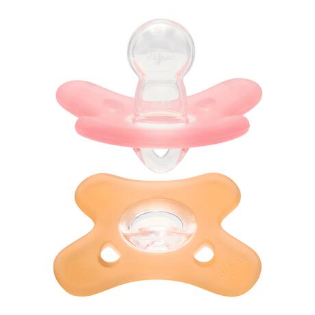 Difrax Fopspeen natural siliconen 6-12M Raspberry/Caramel