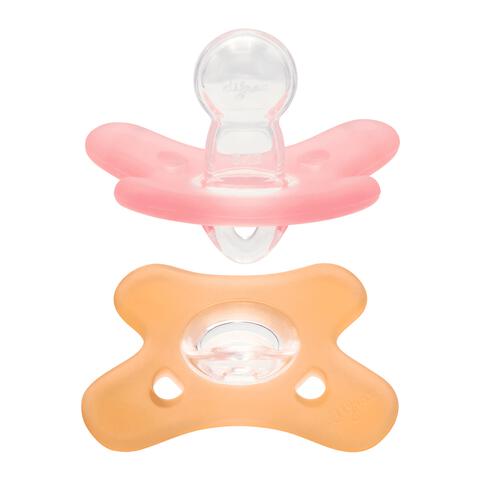 Difrax Fopspeen natural siliconen 6-12M Raspberry/Caramel