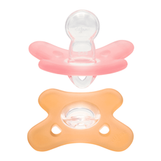 Difrax Fopspeen natural siliconen 6-12M Raspberry/Caramel