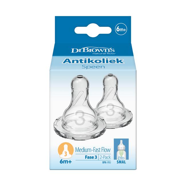 Dr. Brown’s Flesspeen 6+ Maanden Fase 3 Smalle Halsfles 2 stuks