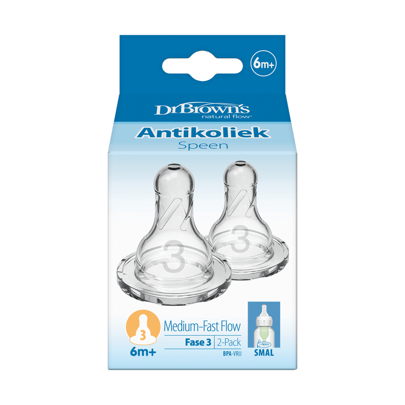 Dr. Brown’s Flesspeen Fase 3 6+ Maanden Smalle Halsfles 2 stuks