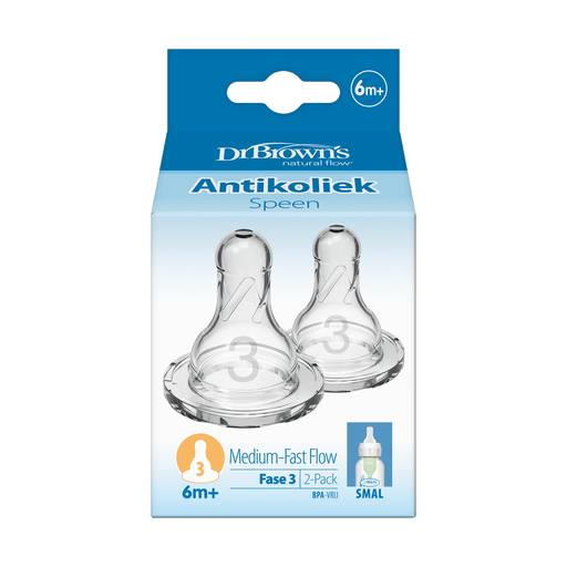 Dr. Brown’s Flesspeen Fase 3 6+ Maanden Smalle Halsfles 2 stuks
