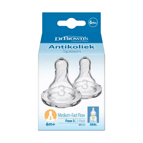 Dr. Brown’s Flesspeen Fase 3 6+ Maanden Smalle Halsfles 2 stuks