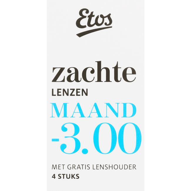 Etos Zachte Maandlenzen -3.00 + Lenshouder 4 stuks