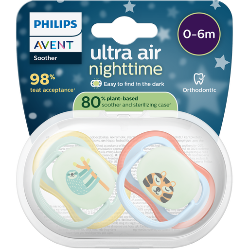 Philips Avent Fopspeen Ultra Air Night 0-6M SCF376/24 2 stuks