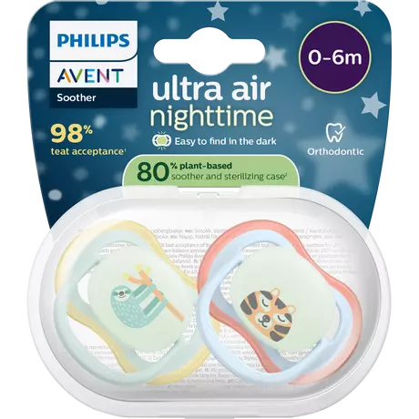 Philips Avent Fopspeen Ultra Air Night 0-6M SCF376/24 2 stuks