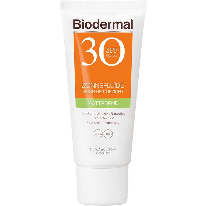 Biodermal Matterend Zonnefluïde Voor Het Gezicht SPF30 40 ML