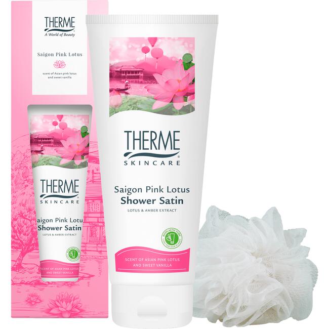 Therme Saigon Pink Lotus Cadeauset Showergel & Puff