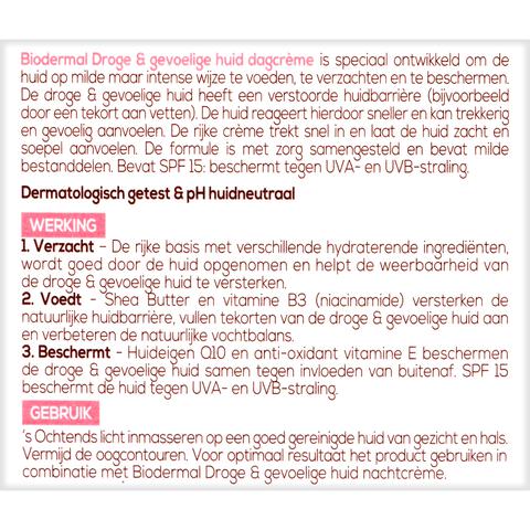 Biodermal Droge & Gevoelige Huid  Dagcrème SPF 15 50 ML