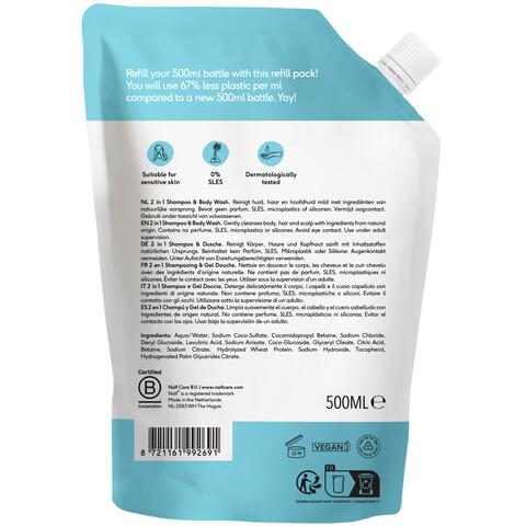 Naïf 2-in-1 Shampoo & Body Wash Refill 0% Perfume 500 ML