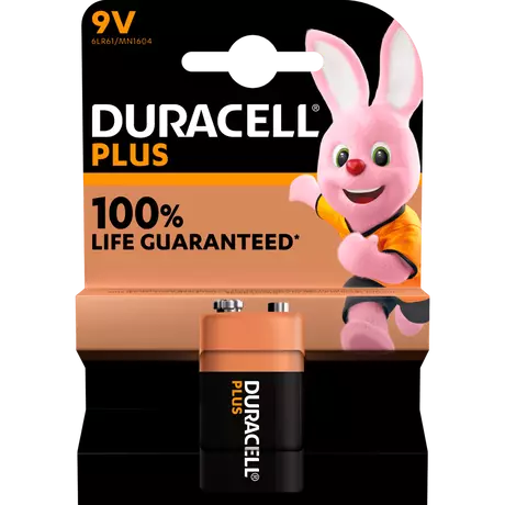 Duracell Batterijen Alkaline Plus 9V 1 stuk