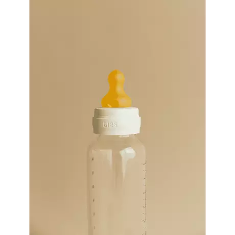 BIBS Babyfles Medium Flow Latex Ivory incl. opvouwbaar trechtertje 270 ML