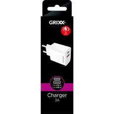 Grixx Charger USB-C + USB-A White