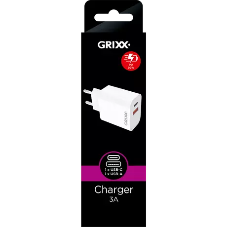 Grixx Charger USB-C + USB-A White