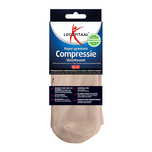 Lucovitaal Koper Geweven Compressie Steunkousen Beige 42-47 1 Paar