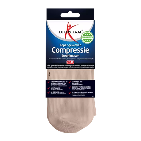 Lucovitaal Koper Geweven Compressie Steunkousen Beige 42-47 1 Paar